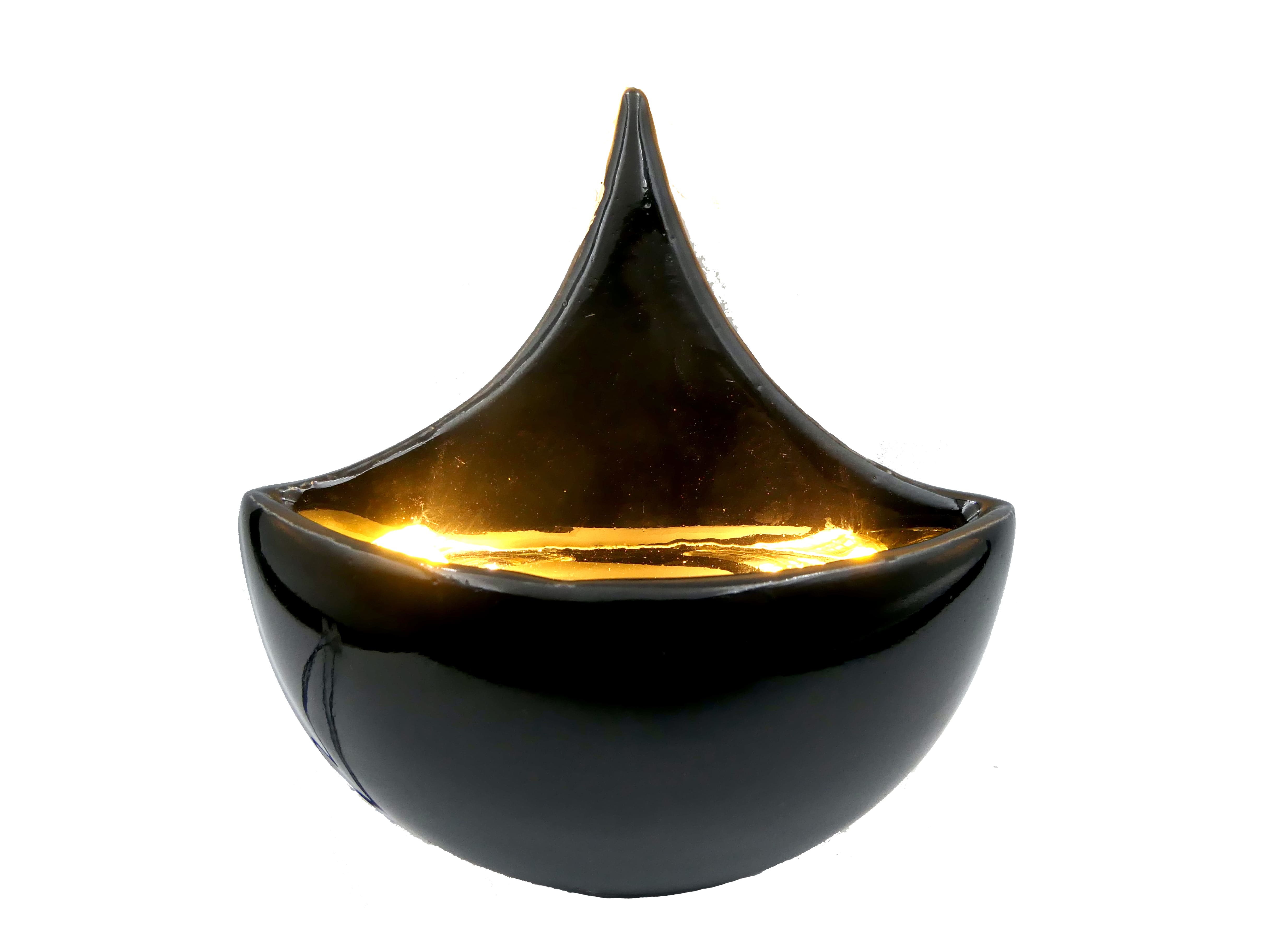 Azulejo de Cerámica Lágrima Luz Negro Brillo